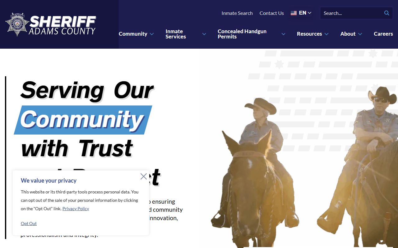 Adams County Sheriff's Office home page for arrest records
