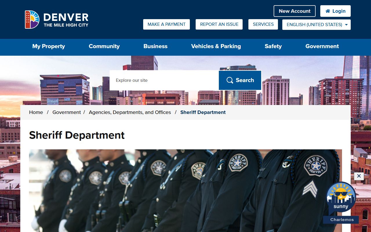 Denver County Sheriff Department home page for arrest records