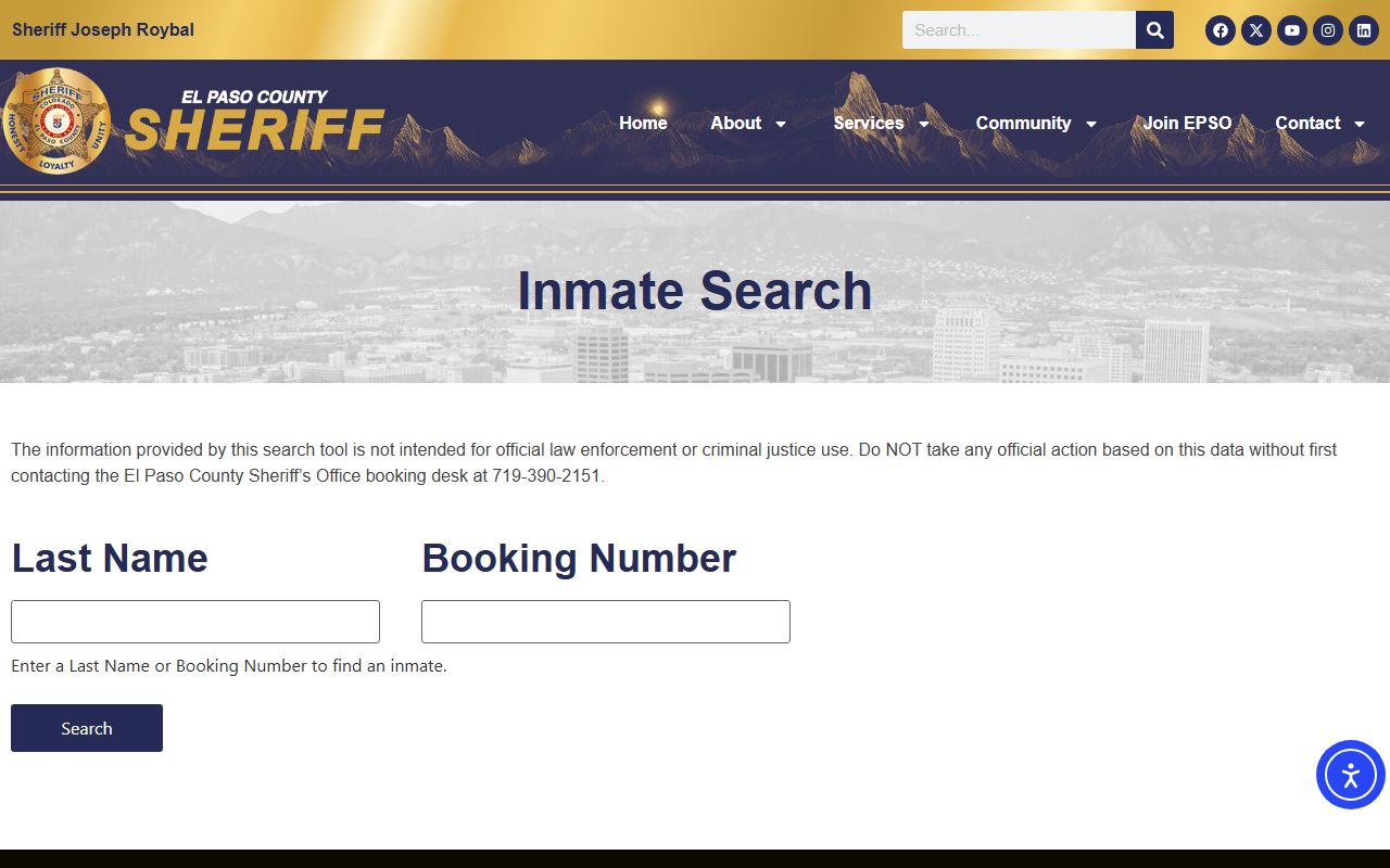 El Paso County inmate search tool for arrest records lookup