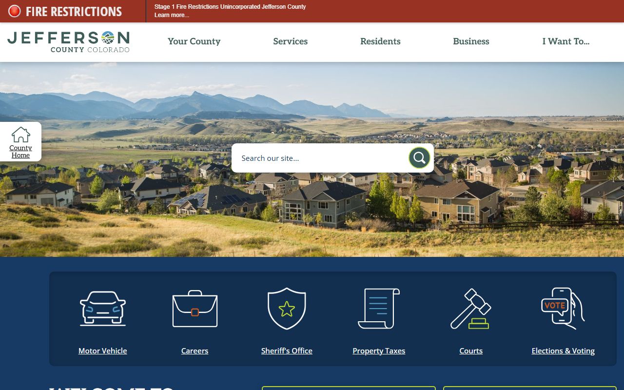 Jefferson County government homepage for arrest records lookup