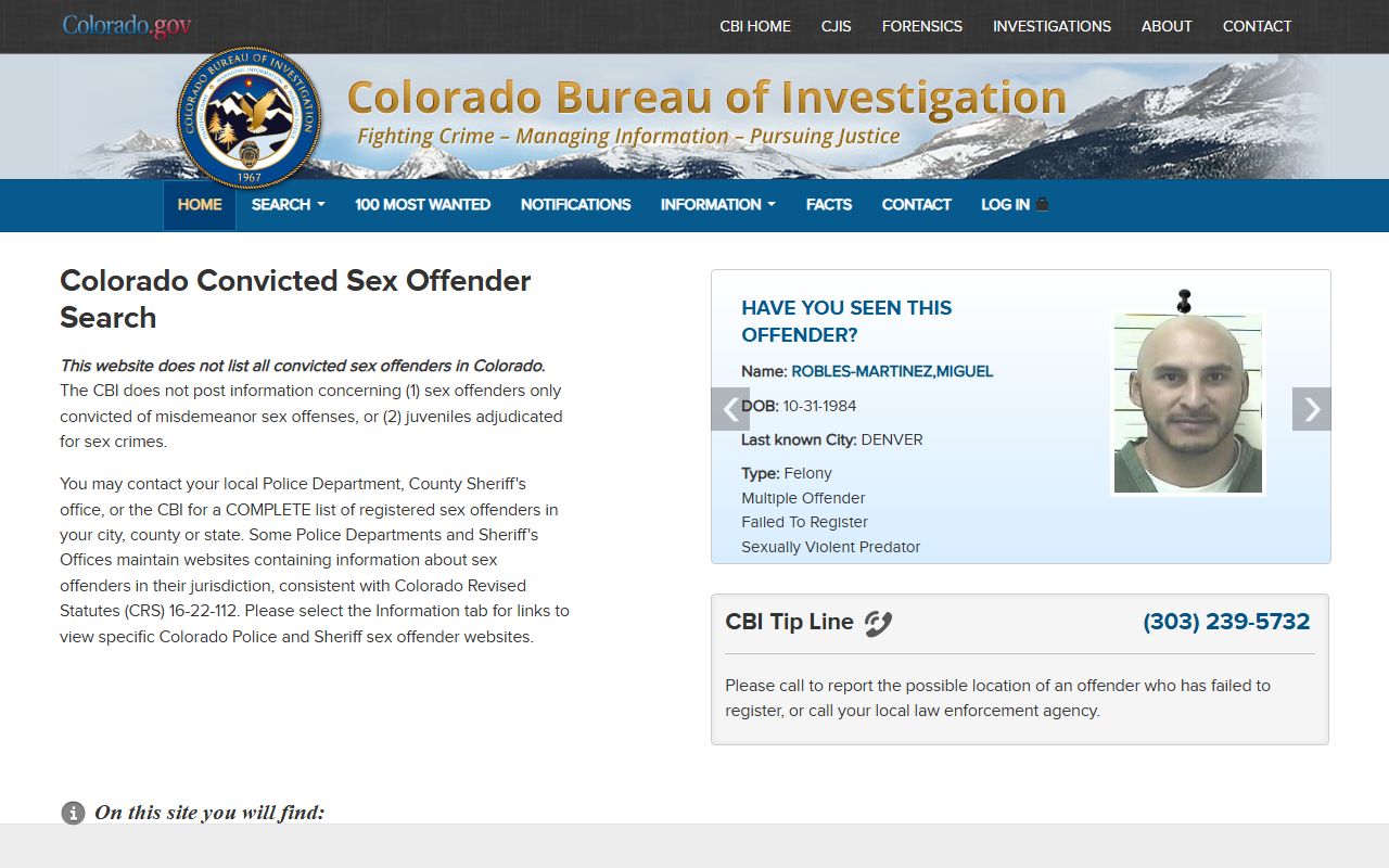 Colorado sex offender registry search database