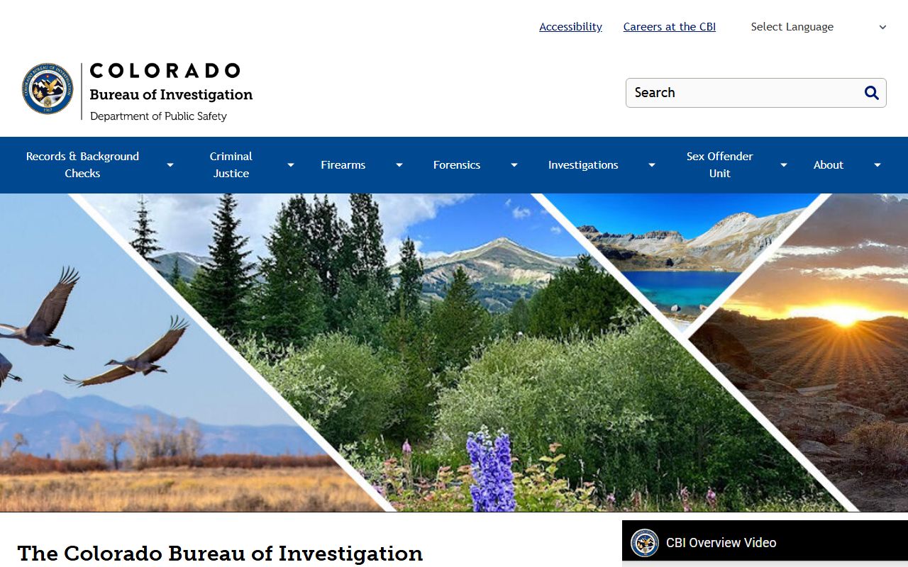 Colorado Bureau of Investigation home page for arrest records