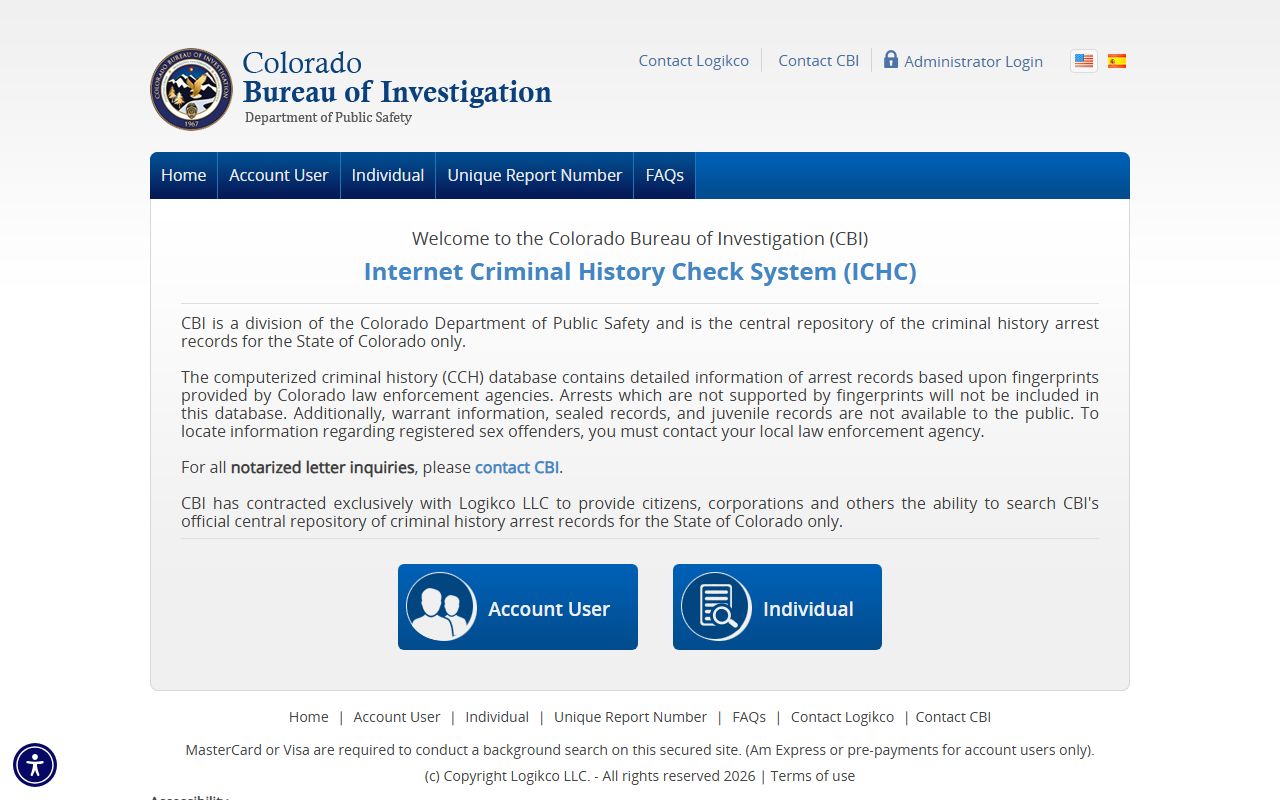 Colorado CBI criminal history check search portal for arrest records