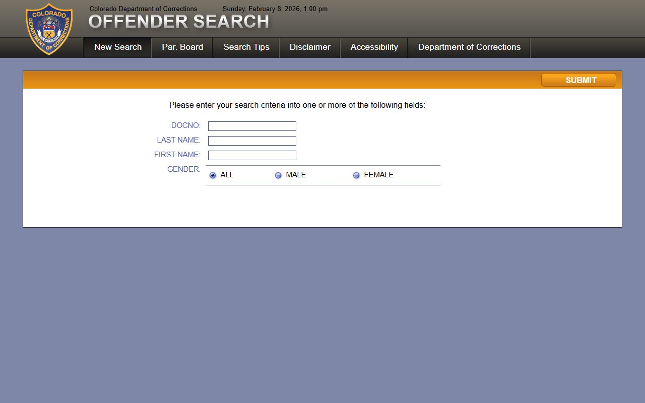 Colorado CDOC offender search database for inmate lookup